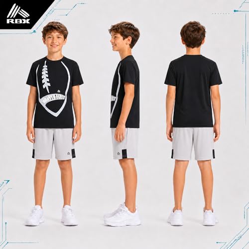 Image of RBX Boys Athletic Shorts Set - 2 Piece Active Performance Graphic Tees and Mesh Gym Shorts for Boys With Elastic Waistband