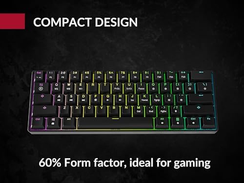 GK61 Mechanical Gaming Keyboard - 61 Keys Multi Color RGB Illuminated LED Backlit Wired Programmable for PC/Mac Gamer (Gateron Optical Black, Black) — view 7