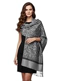 PASKMLNA Paisley Jacquard Pashmina Shawl Wrap Scarf Stole (018-27Light gray)