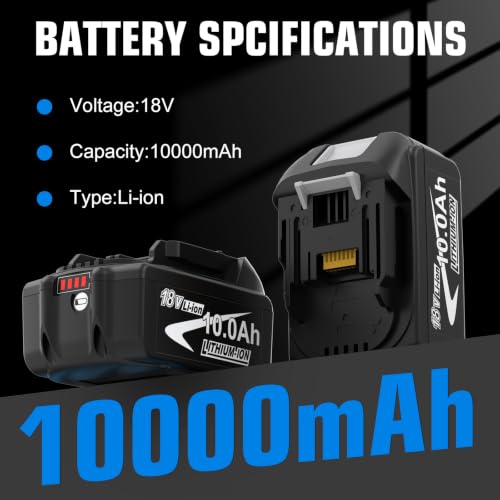 2 Stück 10000mAh Ersatzakku für Makita Akku18V 10Ah für BL1850B BL1860B – Ansicht 2
