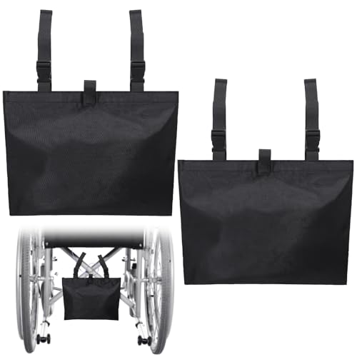 Threlaco 2 Pcs Urine Drainage Bag Holder Canvas Catheter Bag Covers for Wheelchairs Chair Bed Under Basket with Adjustable Straps for Foley Infusion Nephrostomy Bags 15 x 11 x 9 in(Black)