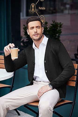 COOFANDY Men's V Neck Cardigan Sweater Casual Lightweight Button Down Knitted Cardigan Sweater4