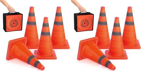 Image of BATTIFE 8 Pack 18 Inch Collapsible Traffic Cones, Orange Safety Cones