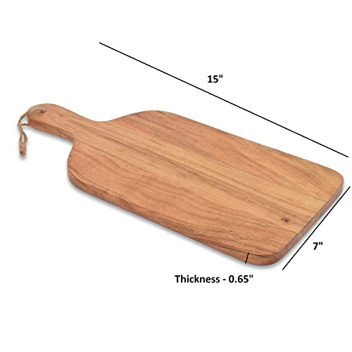 Samhita Acacia Wood Paddle Cutting Boards With Handle For Kitchen, Cheese, And Food Serving Tray, Charcuterie Boards (15" X 7" X 0.65") #TOP5