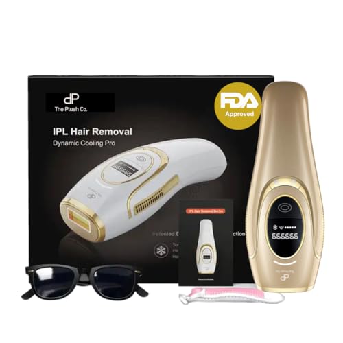 Image of The Plush Co. Ice Cooling IPL Hair Removal Laser Machine for Women & Men, Salon-Like Permanent Hair Reduction for Whole Body, Bikini line, Face, 0C Cooling for Painless Effect (Golden)