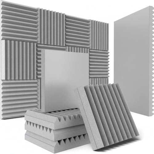 Image of URBAN-X Wedge Soundproofing Studio Acoustic Foam 1'x1' - 2 Inches 50D High Density, Soundproof Foam, Noise Reduction Panels, Echo Absorption (Stone White, Set of 6)