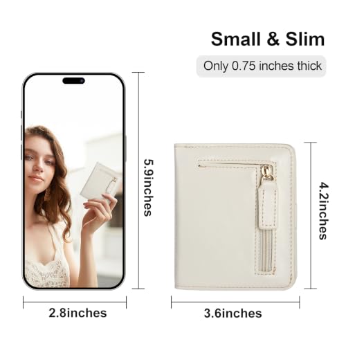 Image of Itslife Women's Rfid Blocking Small Compact Bifold Leather Pocket Wallet Ladies Mini Purse with id Window (Waxed Cream)