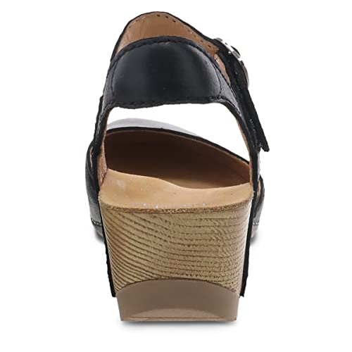 Image of Dansko Tiffani Wedge Sandal for Women - Cushioned, Contoured Footbed for All-Day Comfort and Support - Hook & Loop Strap with Buckle Detail - Lightweight Rubber Outsole