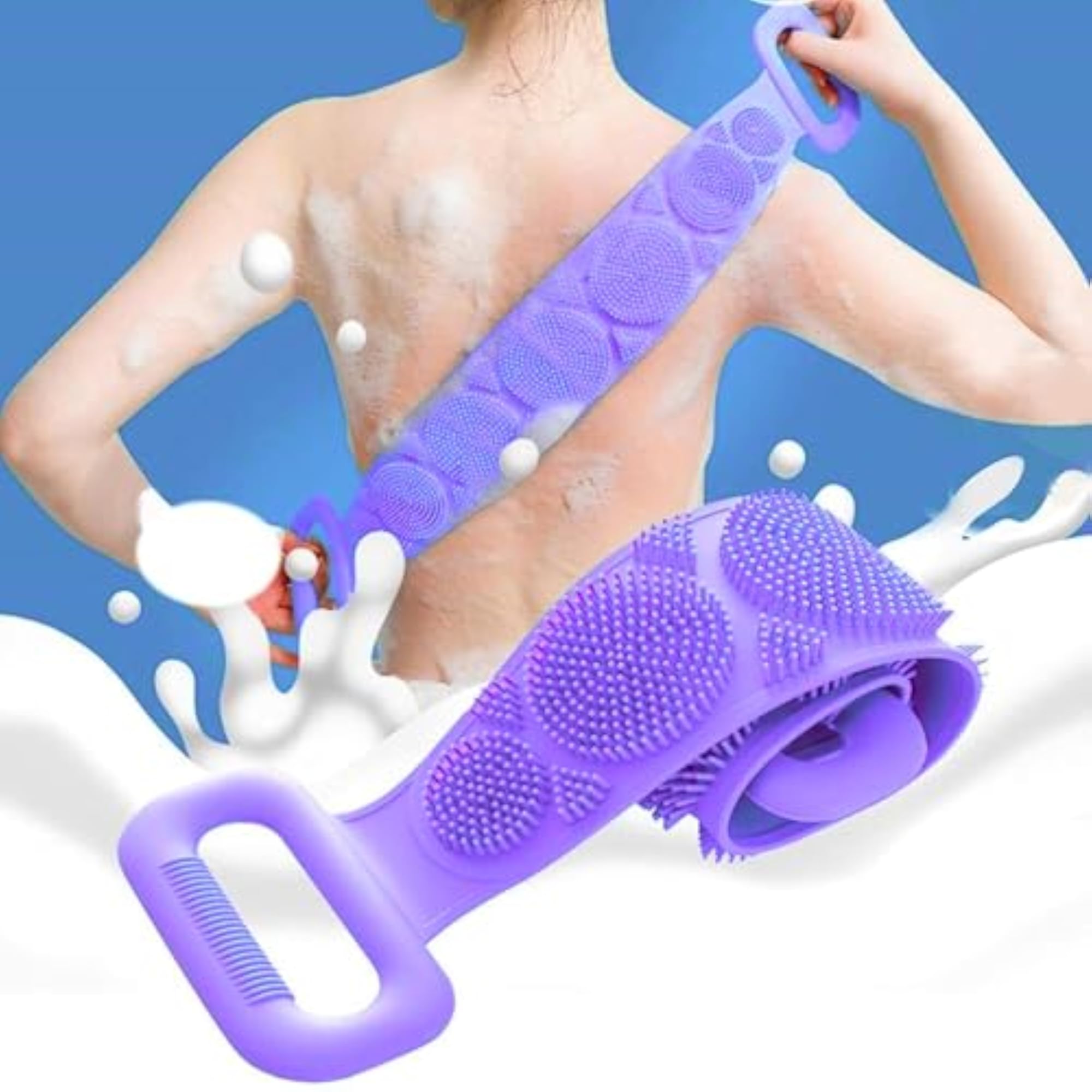 170cm Heavy Duty Silicone Back Scrubber for Shower, Exfoliating