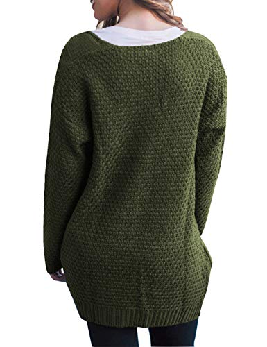 Image of OmicGot Women's Long Sleeve Open Front Chunky Cable Knit Loose Cardigan Sweater