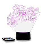Lampe Illusion 3D Moto Royal Enfield Continental GT650 – Veilleuse LED RGB 16 Couleurs + 4 Modes avec Télécommande – Non Personnalisée – Cadeau Moto/Décoration – Made in France