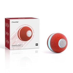 Cheerble Smart Interactive Cat Toy, 3 Interactive Modes, Automatic Moving Bouncing Rolling Ball for Indoor Cat Kitten, USB Rechargeable, Peppy Pet Cat Ball with Lights and Bell (Red)