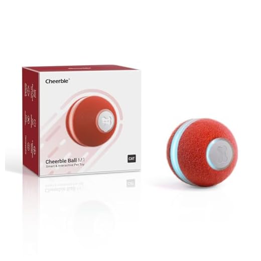 Cheerble Jouet Chat Interactif , Balle Intelligente Auto-Rotative Rebondissante pour Chaton d'intérieur, avec 3 Modes, Lumière LED Convertible, Rechargeable par USB, Jouet pour Chat Adulte (Rouge)