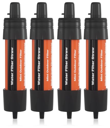 4 Pack Water Filter Straw - Portable, Compact, Multipurpose Water Purification Device for Emergency Kits, Outdoor Activities, Camping, Travel