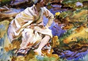 Peinture à l'huile de Sargent contre les murs vides, toile 20x24 pouces lumineuse