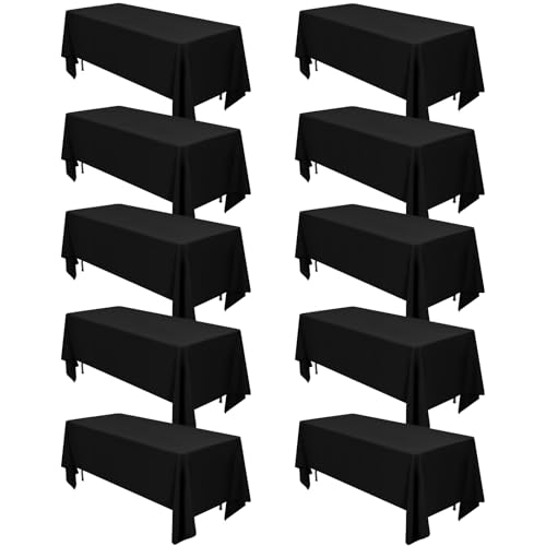 REWOMC 10 Pack Black Tablecloths for 6-8ft Tables-70 x 120 Inch by REWOMC - Used condition - US$52.12
