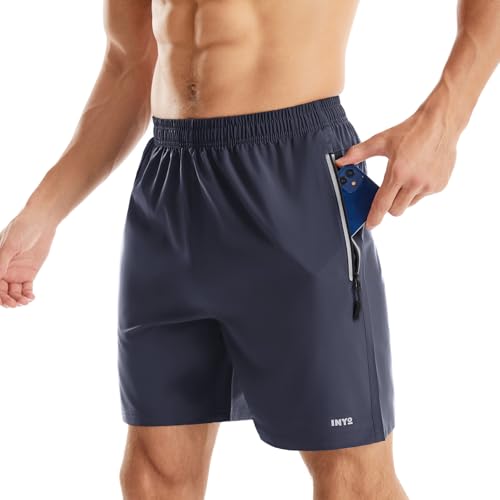 INYO Mens Athletic Short Quick Dry Lightweight Running Shorts Zipper Pockets Breathable Tennis Shorts