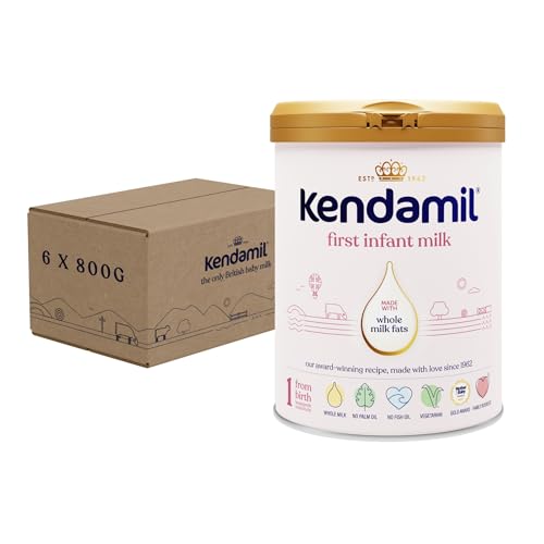 (6x800g) Kendamil Classic First Infant Milk - Stage 1 from Birth, Whole Milk Formula, Vegetarian, No Palm Oil, No GMOs and with Omega 3 DHA, Omega 6 ARA and Prebiotics
