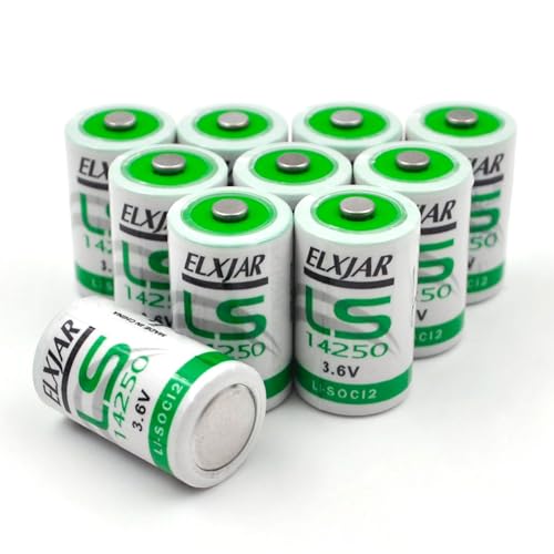 elxjarenergy 3.6V 1200mAh 1/2AA Lithium Battery (10 Pack)