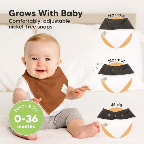 Image of KeaBabies 8pk Organic Baby Bandana Bibs for Drooling Teething (Basic /Quin)