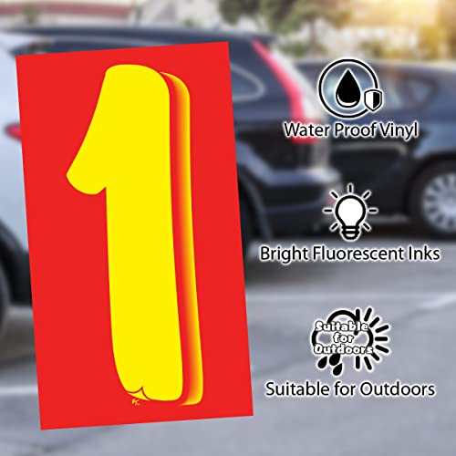 Vinyl Number & For Sale Decals 13 Dozen Car Lot Windshield Pricing Stickers (Red/Yellow For Sale 2) #TOP1