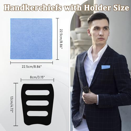 Image of LJBFNN Pocket Squares Handkerchiefs for Men Soft Cotton Mens Womens White Pocket Square with Holder for Suit Wedding Business