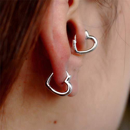 Dainty Love Heart Shaped Small Hoop Sleeper Earrings for Women 925 Sterling Silver Daith Heart Cartilage Tragus Cute Minimalist Hoops Jewelry Gifts Mom Friend Bridemaid3