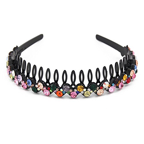 Yeshan Rhinestone and Crystal beaded Sparkle Plastic Headband/Hairband/Hair hoop with Teeth for Girls,Multicolor