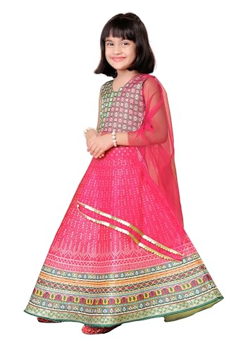 Image of Girls Art Silk Lehenga Choli Set with Net Dupatta