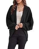 Open Front Batwing Cardigan Sweaters for Women Lightweight Chunky Knit Cocoon Sweaters for Women XXL Black