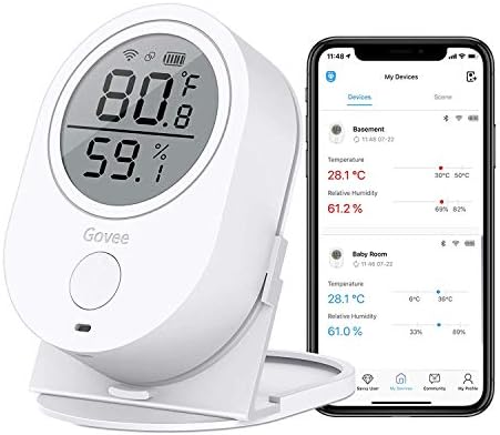 Govee WiFi Temperature Humidity Monitor, Wireless Digital Indoor Hygrometer Thermometer with App Alerts, Temperature Sensor Humidity Gauge for Home Pet Garage Cropper Greenhouse(Don't Support 5G WiFi)