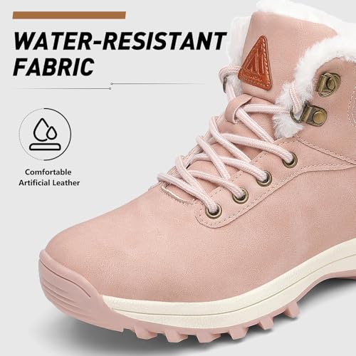 Image of Mishansha Snow Boots for Women - Waterproof Winter Hiking Boots with Warm Fur Lining, Anti-Slip Sole, Insulated Outdoor Cold Weather Booties