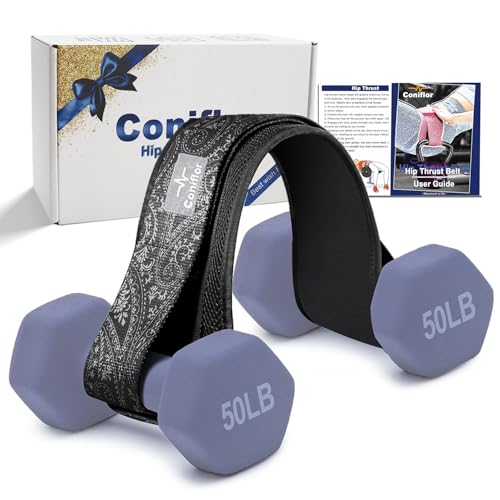 Coniflor Hip Thrust Belt - Adjustable Fitness Belt for Dumbbells Kettlebells Plates - Support Up to 100 lbs - Upgrade Slip-Resistant Pad for Safe and Comfortable Glute Workouts at Home or Gym Black