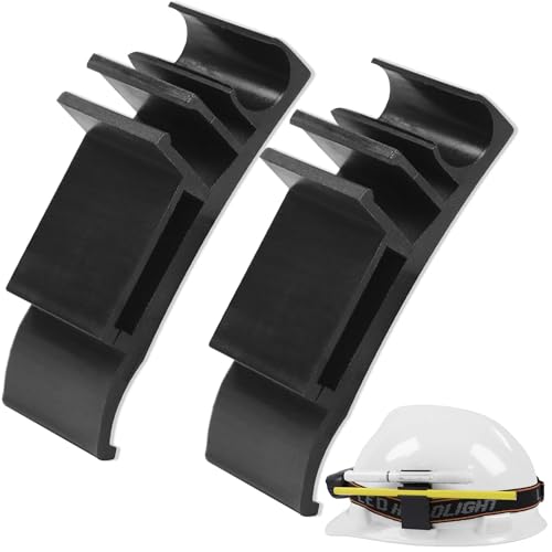 OKQX 2 Pack Hard Hat Pencil Holder Clip | 3-in-1 Attachment for Carpenter Pencils, Markers & Headlamp Bands |Reinforced Nylon Accessory Fits Both Sides of Hard Hats for Woodworkers Black