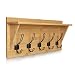 Bamboo Wall Mounted Coat Rack With Shelf - Wooden Country Style 24" Entryway Shelf with 5 Rustic Hooks - Solid Pine Wood. Perfect touch for your Entryway, Mudroom, Kitchen, Bathroom and More (Bamboo)