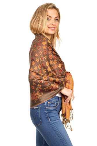 Sakkas Alessa Women's Silky Soft Reversible PaisleyPrint Pashmina Scarf Shawl Wrap4