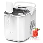 WIE Ice Maker Countertop, Self-Cleaning Ice Maker Machine,12KG in 24H, 9 Cubes in 6 Mins, Portable Ice Machine with Handle, Ice Cube Maker with Ice Scoop&Basket for Home/Kitchen/Office/RV, White