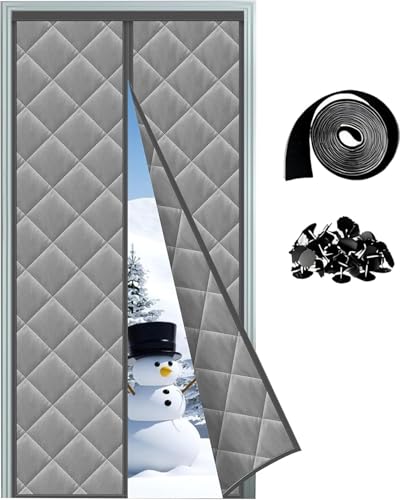 Magnetic Thermal Insulated Door Curtain for Winters, 23-72in Weatherproof Screen Doors, Sliding Door Curtains Insulation, Energy Saving Cover Blanket for Living Room Doorway(Width 46-52in)