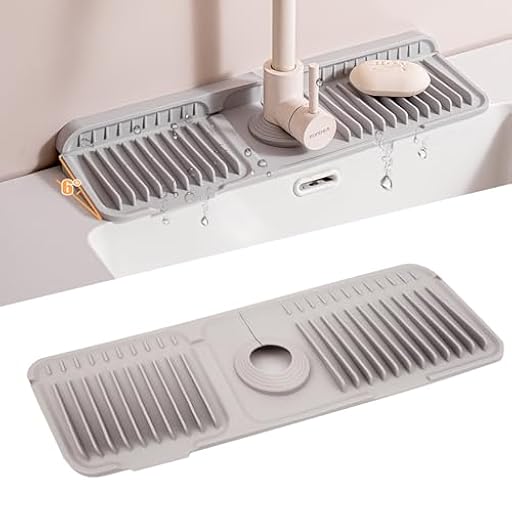 Volminex Alfombrilla para Grifo de Silicona, Protector contra Salpicaduras para Fregadero, Alfombrilla Fregadero Cocina, Almohadilla de Secado de Agua para Encimera de Cocina y Baño (Gris, 45 cm) | Ya disponible en tu tienda friki favorita! En mundofriki.es!
