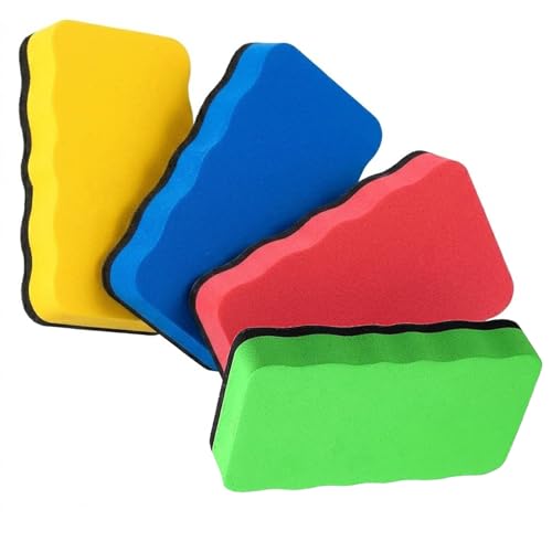 Horyue 4-Pack Magnetic Whiteboard Eraser Coloured Dry Wipe White Board Eraser Set Soft Felt Whiteboard Rubber for Office Classroom and Home Reliable White Board Rubber