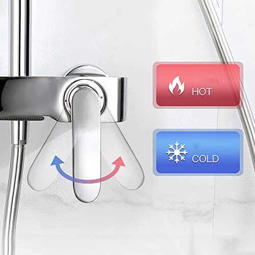 Système de douche en laiton blanc avec mitigeur cascade élégant