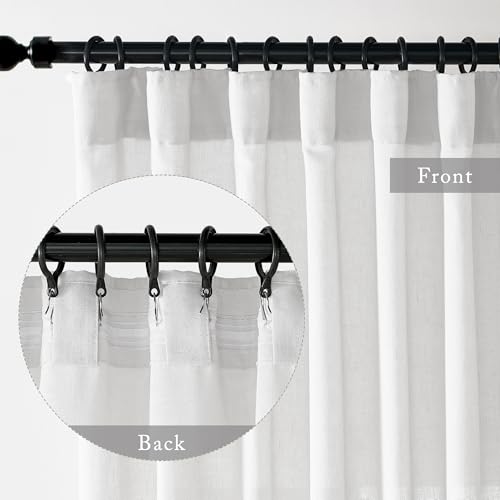 White Curtains 90 Inches Long for Living Room 2 Panels Set Hook Tape Back Tab Linen Curtains for Bedroom,90 in Length by SHINELAND - Image 5