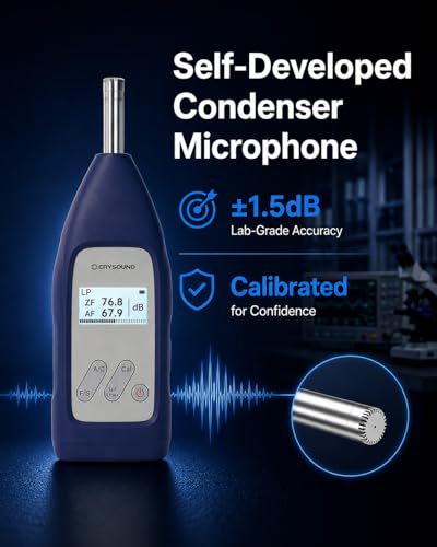 Image of CRY2831 Class 2 Sound Level Meter, 29-138dB, Calibration Certificate | IEC 61672-1:2013 Class 2, A /C /Z Weighting, F /S Time Weighting, 20Hz-12.5kHz, Industrial Noise Measurement