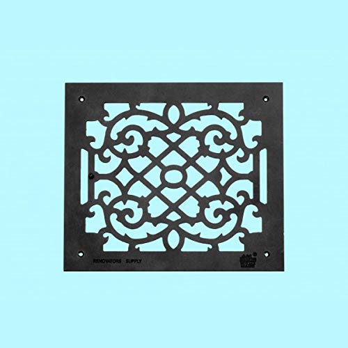 Renovators Supply Manufacturing Black Air Vent Cover Grille Floor Heat Vent Register Grille Heavy Aluminum Rose Thorne Design Rustic Duct Cover Overall 13.8" H X 15.8" W Air Vent Grille #TOP1
