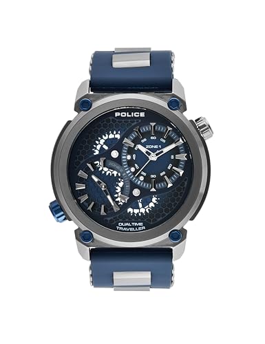 Image of Police Quartz Black Round Dial Men's Analog Watch | Silicone Strap Material | Water Resistant Watch - PLPEWGM0071803
