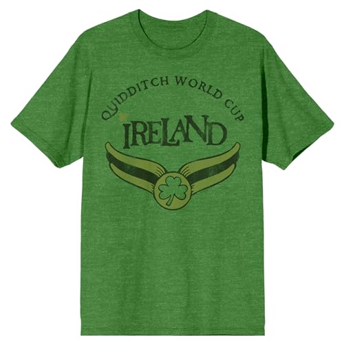 Harry Potter Quidditch World Cup Ireland Men's Green Short Sleeve Crew Neck Tee-XXL