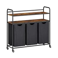 Hzuaneri Wasmand 2 vakken, 2 x 46 l, wasverzamelaar met 1 plank, waszak uittrekbaar en afneembaar, per tas 46 liter, voor badkamer, bijkeuken, wit LB08903W