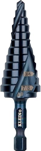 Klein Tools QRST14 Broca escalonada, liberación rápida, espiral doble acanalada, 316 a 78 pulgadas, vástago hexagonal, acero cortado, madera,