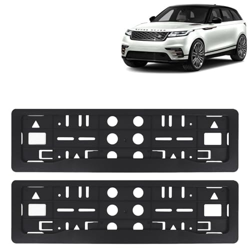 Image of KINGSWAY Range Rover Velar Car Number Plate Frames for All 2018 Onwards Models of Land Rover Car Registration Plate Holders, Black Licence Plate Covers (Front and Rear), Universal Size 51.5 x 14.5 cm