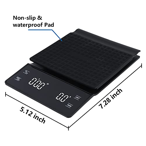 Xsuper Digital Coffee Scale With Timer High Precision Pour Over Drip Espresso Scale With Back-Lit Lcd Display & Tare Function Easy Touch Digital Food Scale 3Kg/0.1G (Batteries Included) #TOP1